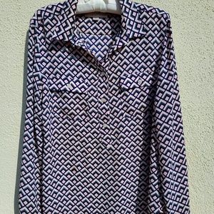 LOFT, Geometric Pattern Blouse, Size M